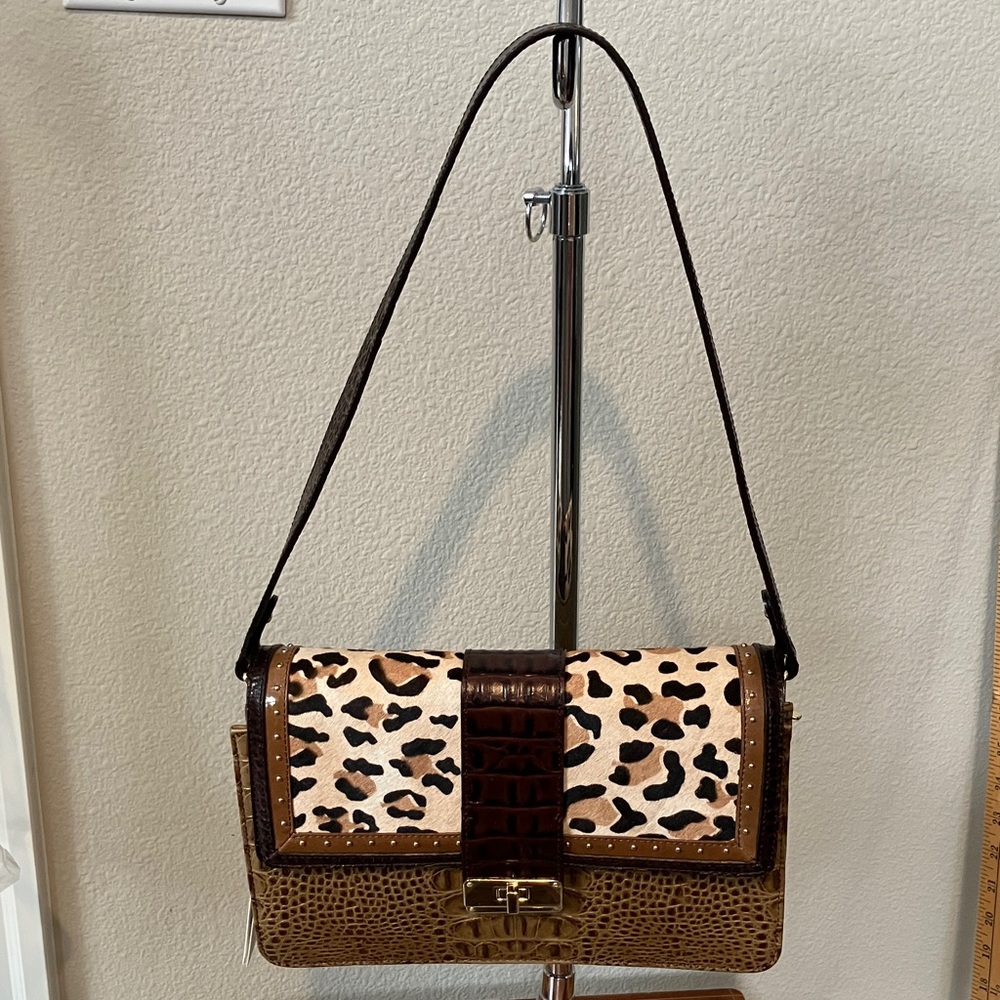 NWT  Brahmin Animal Print Croc-Embossed Leather Bag